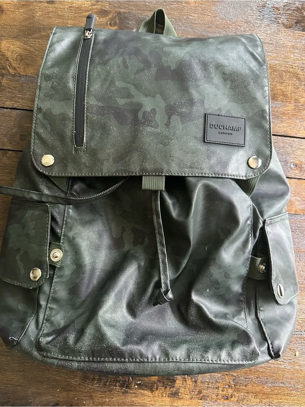 Duchamp Olive Green Camo Flap Backpack